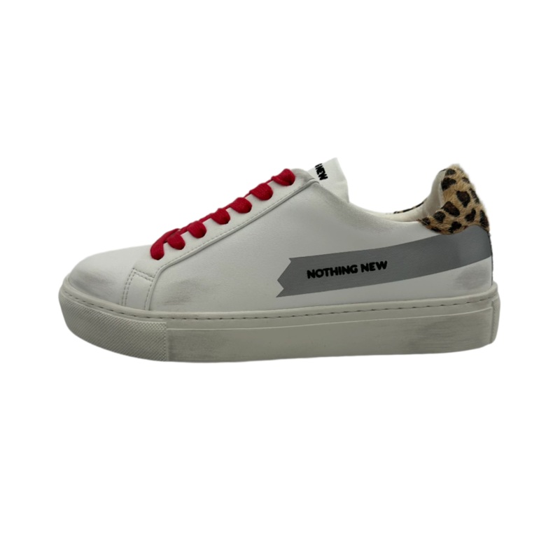 White Leather And Cheetah Print Sneaker – Size 6.5