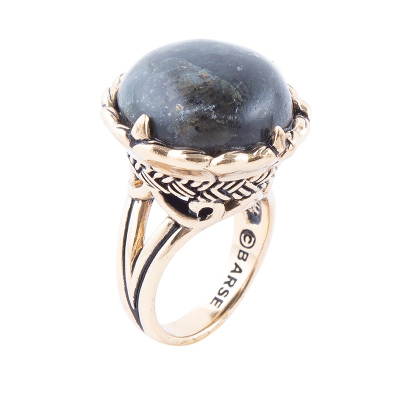 Black Labradorite and Golden Statement Ring 5