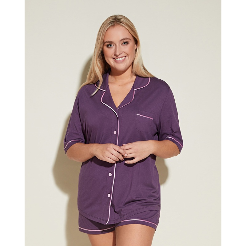 Conjunto De Pijama Con Camisa De Manga Corta Y Pantalones Cortos Zaadi Purple/Neela Flower XS