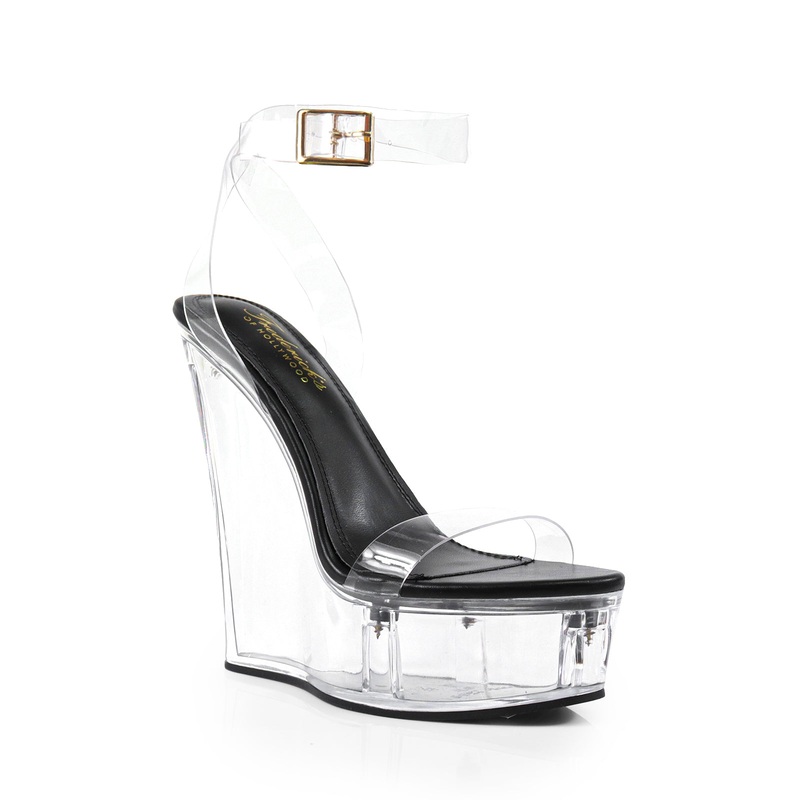 Crystal Wedge Sandal Black 5.5