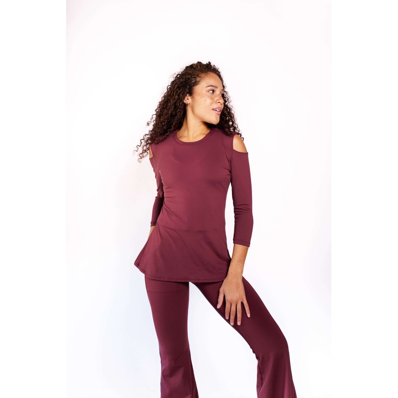 Open Shoulder Top – Maroon 2XS