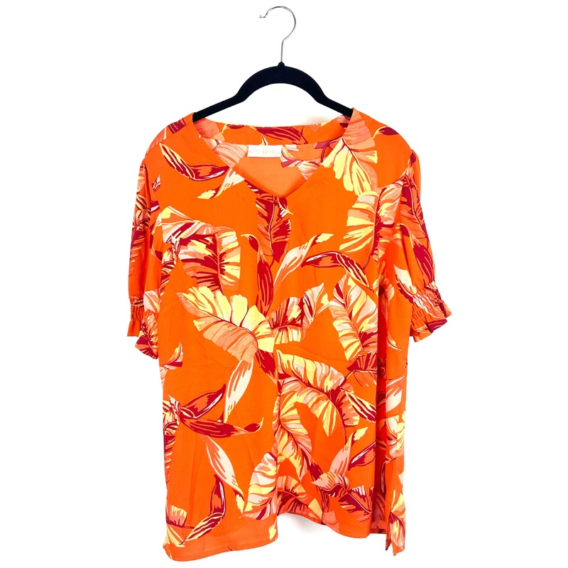 Orange Tropical Print Top- Size 6/8