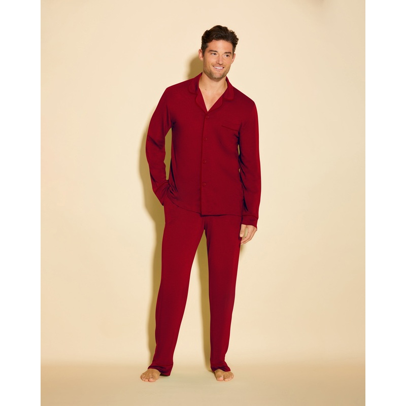 Pigiama Classico Da Uomo Con Top  Maniche Lunghe E Pantaloni Sindoor Red/ Sindoor Red S