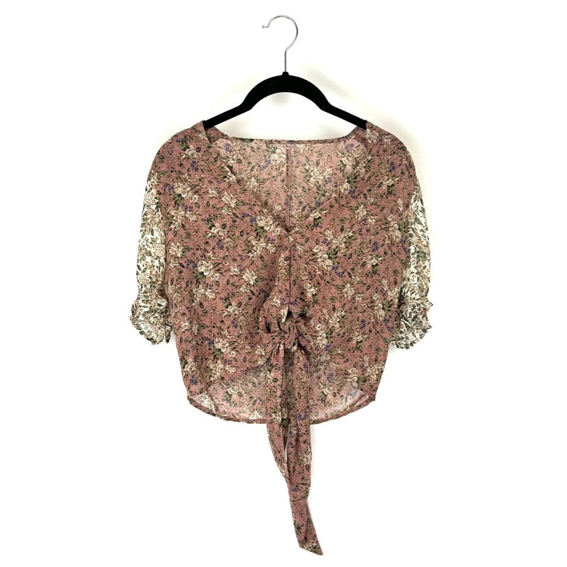 Short Sleeve Floral Tie Top – Small