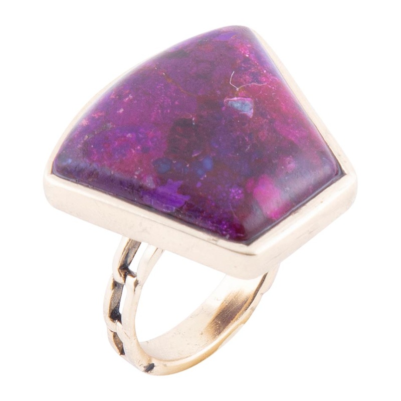 Athena Purple Turquoise Statement Golden Ring 7