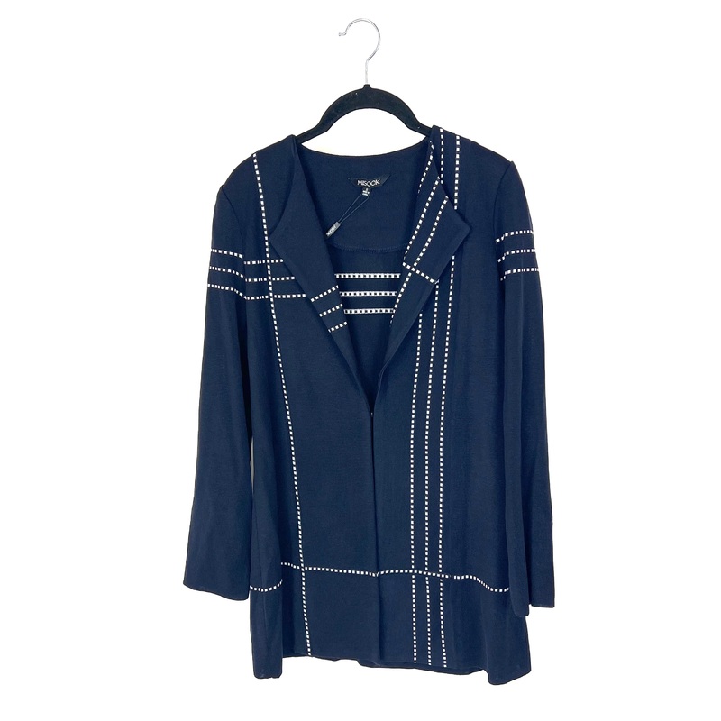 Navy Blue and White Patterned Blazer – Small