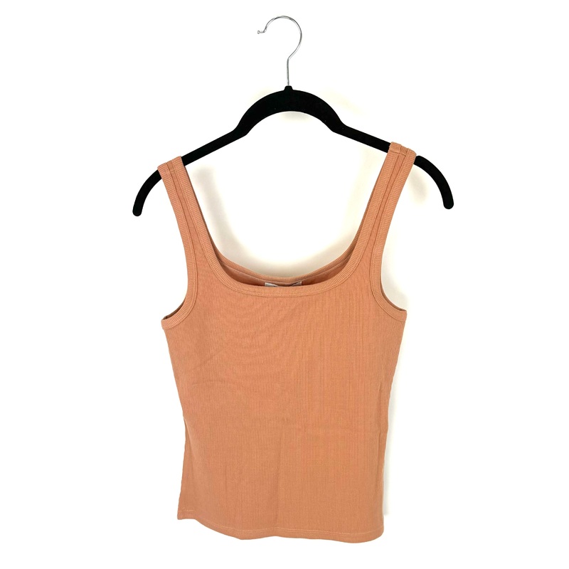 Orange Ribbed Scoop Neck Tank Top – Small