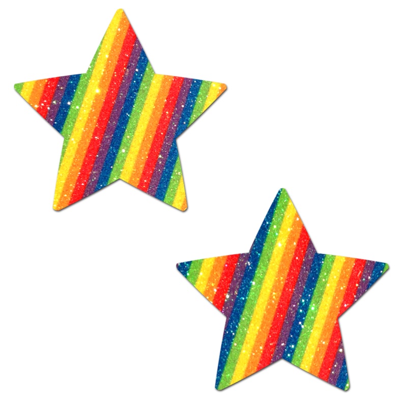 Star: Glittering Double Rainbow Star Nipple Pasties by Pastease Rainbow
