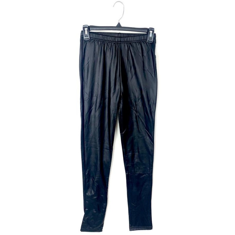 Black Shiny Faux Leather Leggings – Size Small