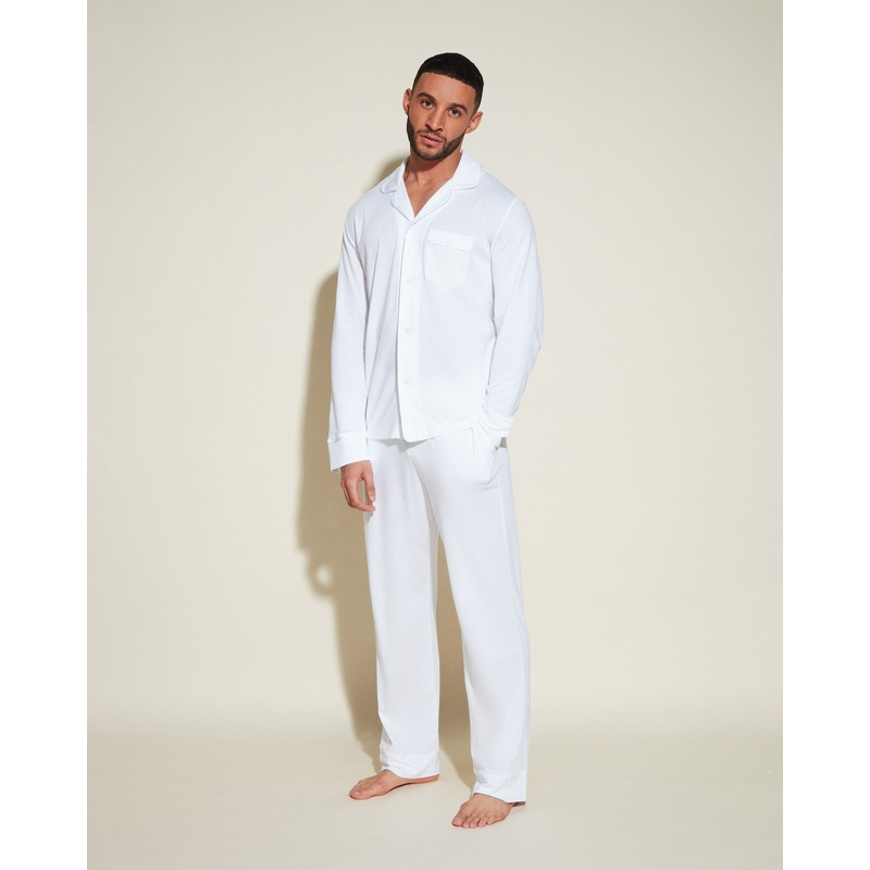 Pigiama Classico Da Uomo Con Top  Maniche Lunghe E Pantaloni White/White S