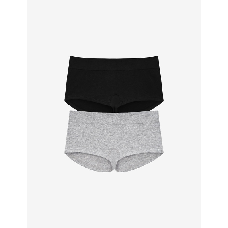 Seamless Cloud Cotton Boyshort – 2 Pack black-heather-gray XS