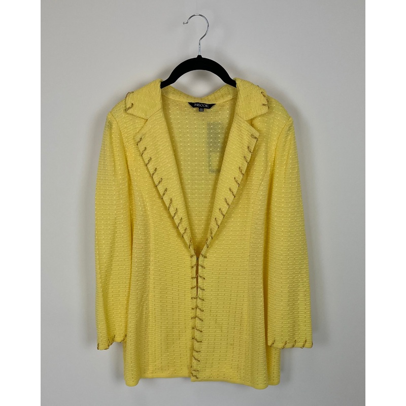 Yellow Cardigan with Gold Chain Trim – Size 2/4