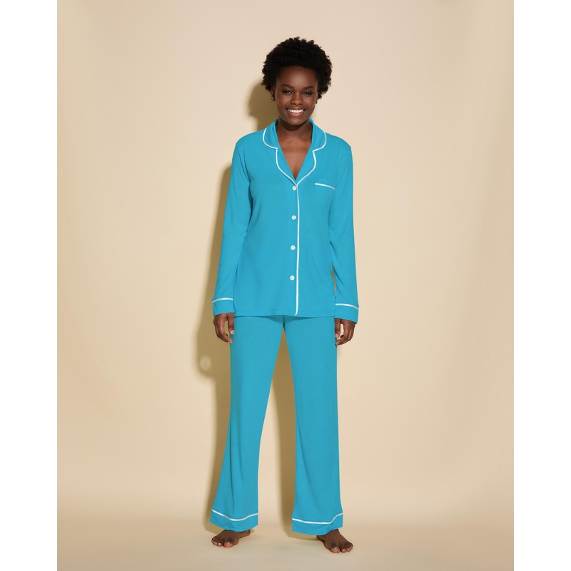 Conjunto De Pijama Con Camisa De Manga Larga Y Pantalones Constance Blue/Moon Ivory XS