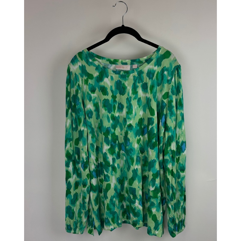 Light Green Abstract Dot Pattern Top -Size 14/16