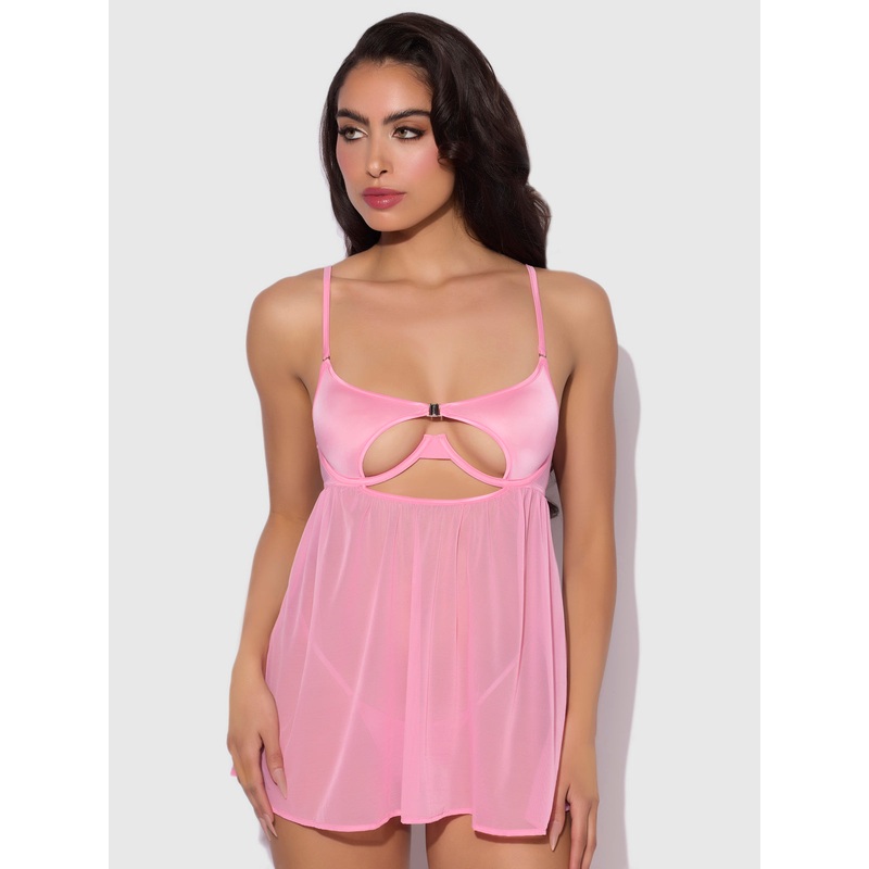 Neev Oil Slick Openable Cup Underwire Babydoll Bubblegum Pink S