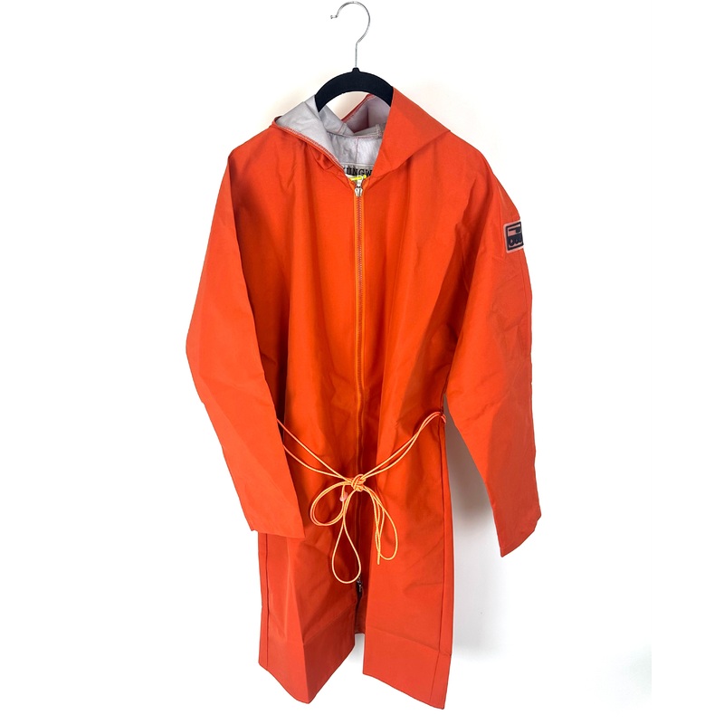 Orange Long Raincoat With Bungee Belt – Size 8/10 and 10/12 Large (Size 8/10)