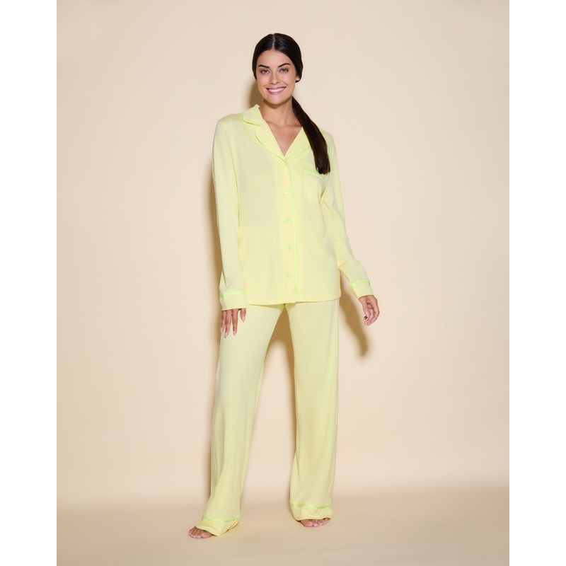 Relaxed Long Sleeve Top & Pant Mignonette/Neon Yellow XS