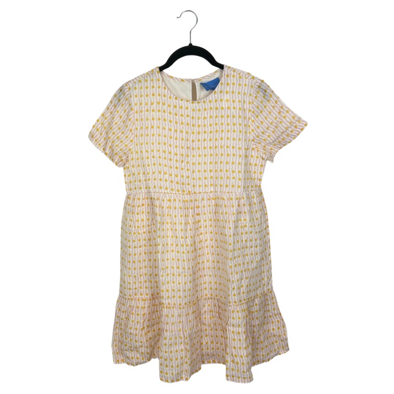Yellow, Pink And White Geo Print Linen Babydoll Dress – Size 0 – 10 Extra Small (Size 0-2)