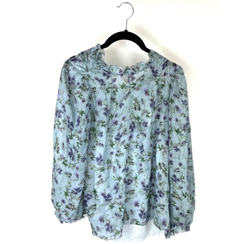 Blue Floral Top – Size 4-6