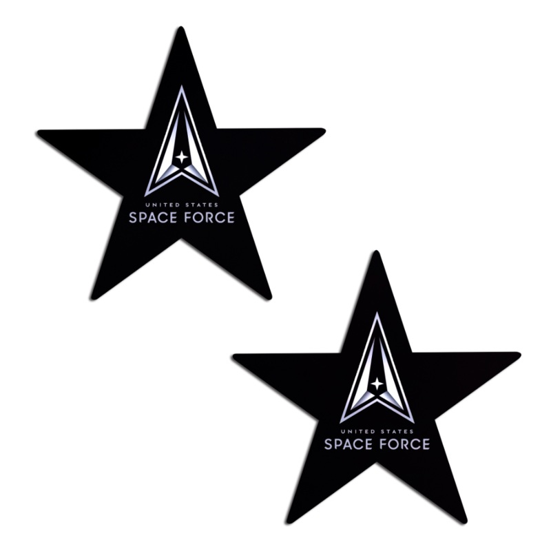 Nautical Star: Military US Space Force Insignia on Black Nipple Pasties by Pastease