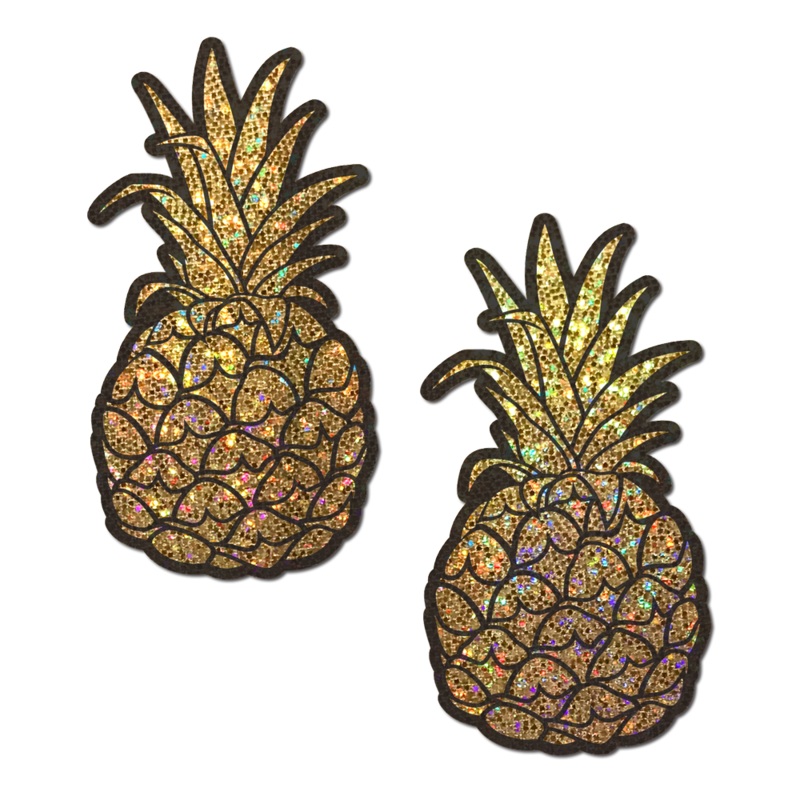 Pineapple on Glitter Gold Nipple Covers by Pastease