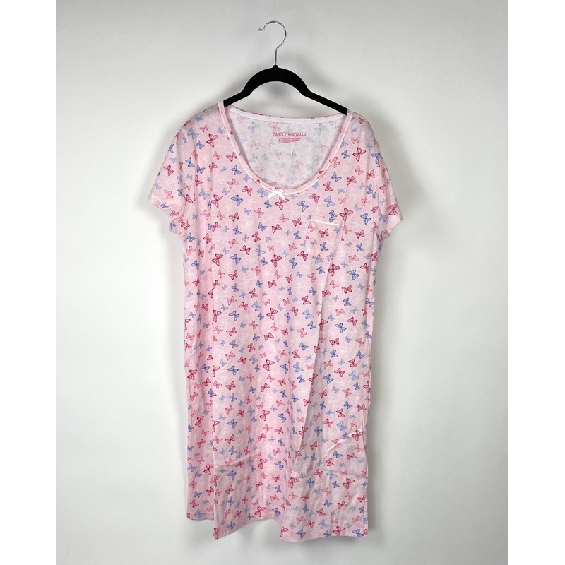 Pink and Blue Butterfly Print Nightgown – Medium