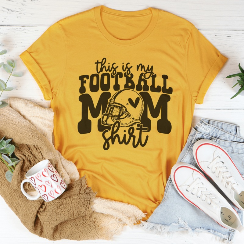 This Is My Football Mom Shirt Tee Black Heather S
