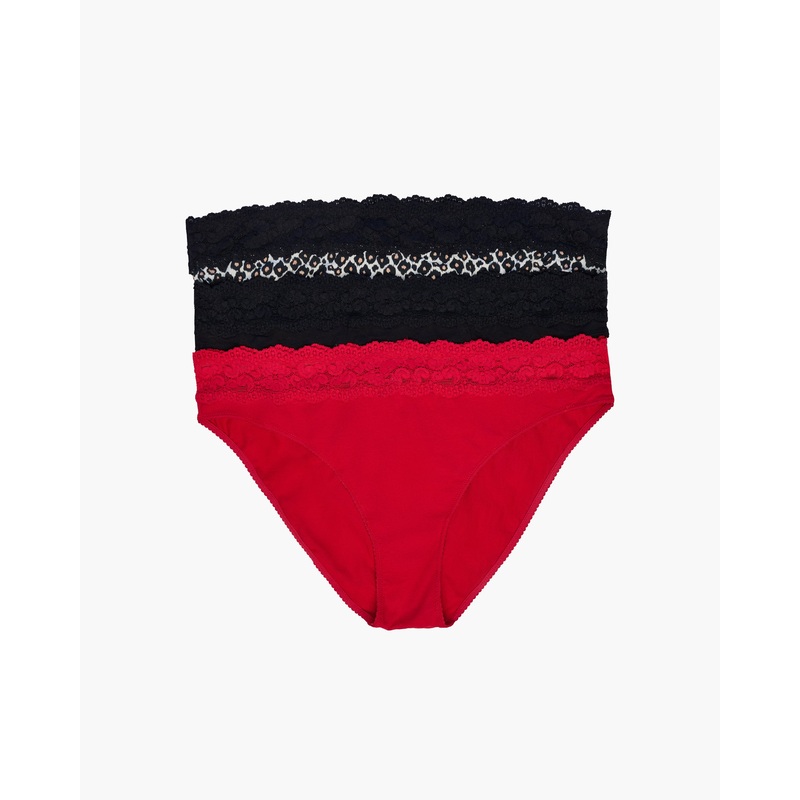 Lot De 3 Bikinis Love Grande Taille Black/Red/Leopard 1X