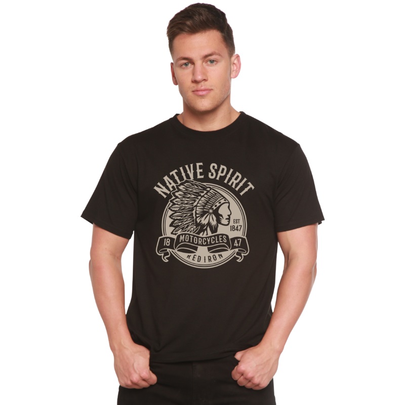 Native Spirit Spun Bamboo Men’s Bamboo Viscose/Organic Cotton Short Sleeve Graphic T-Shirt Medium Black