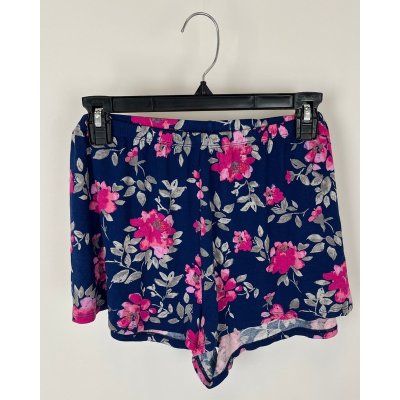 Navy and Pink Floral Lounge Shorts – Size 1X