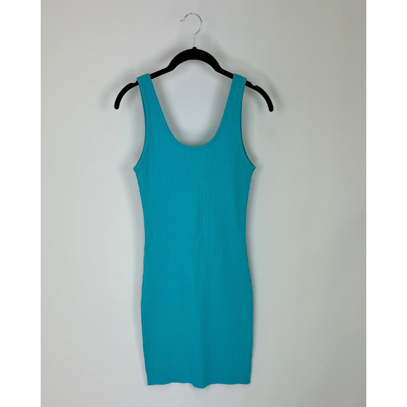 Teal Ribbed Fitted Dress – Size 4/6