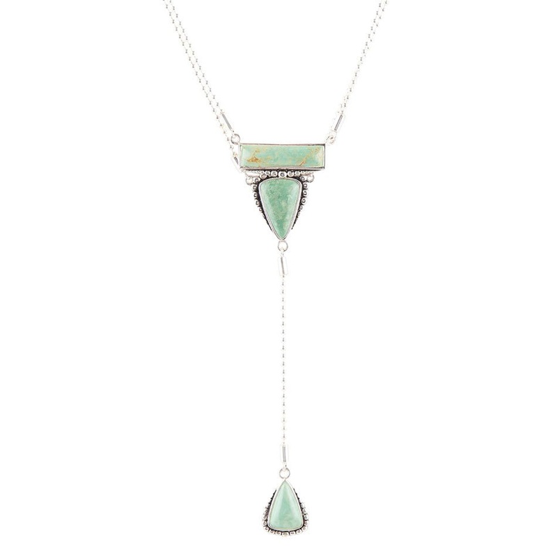 Begondor Green Turquoise Sterling Y Necklace