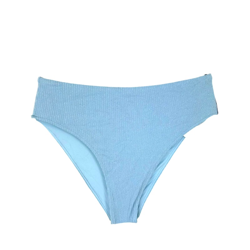 Metallic Light Blue High Waisted Bikini Bottom – Extra Small