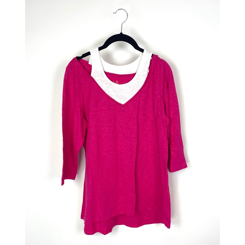 Pink Cropped Sleeve Top – Small/Medium
