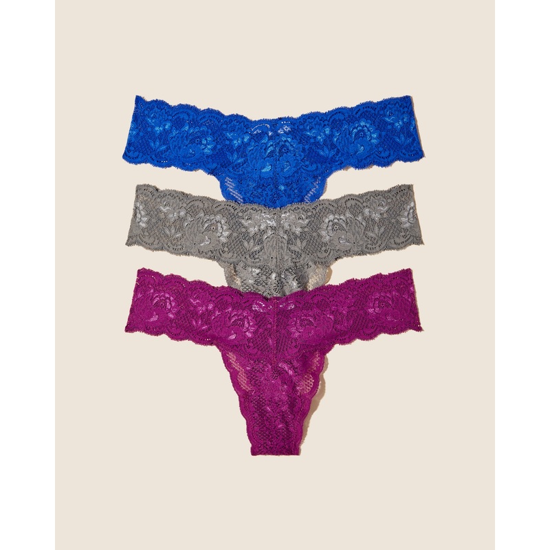 3Er-Pack Lr Tanga Platinum Swiss beet Cobalt Einheitsgre
