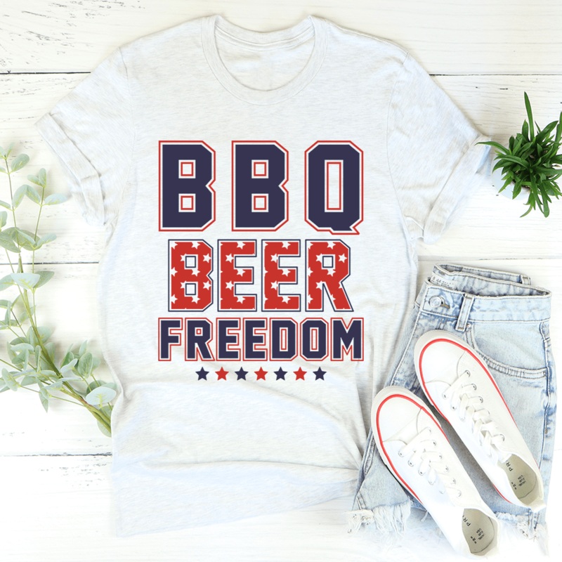 BBQ Beer Freedom Tee Ash S