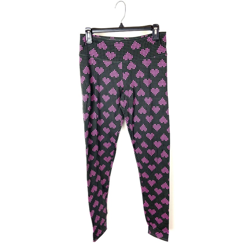 Grey And Pink Heart Leggings – Medium
