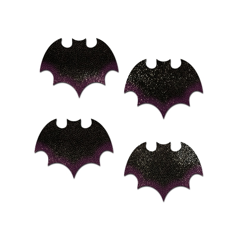 Petites: Two-Pair Small Liquid Black Bat Nipple Pasties by Pastease