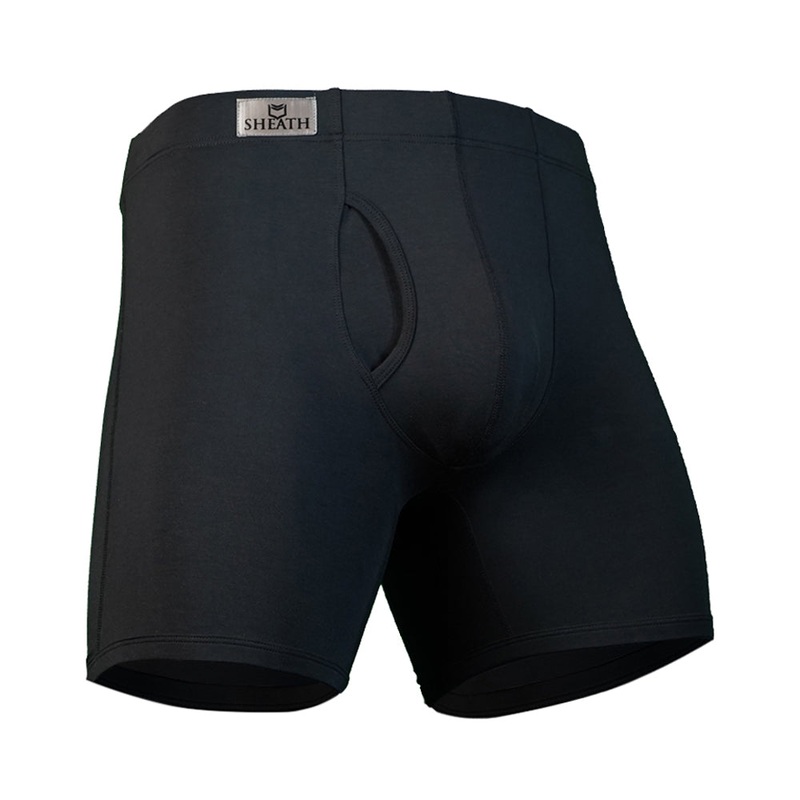 SHEATH 3.21 Men’s Dual Pouch Boxer Brief BLACK XS 24-26″