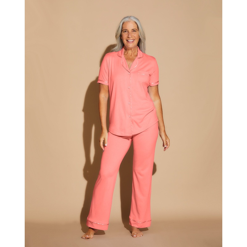 Short Sleeve Top & Pant Pajama Set CORAL BREEZE/CORAL BREEZE XS