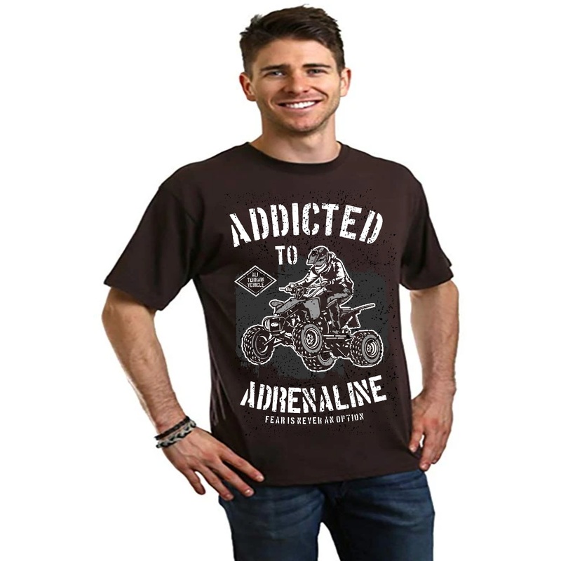 Addicted To Adrenaline Men’s Bamboo Viscose/Organic Cotton Short Sleeve Graphic T-Shirt Medium Black
