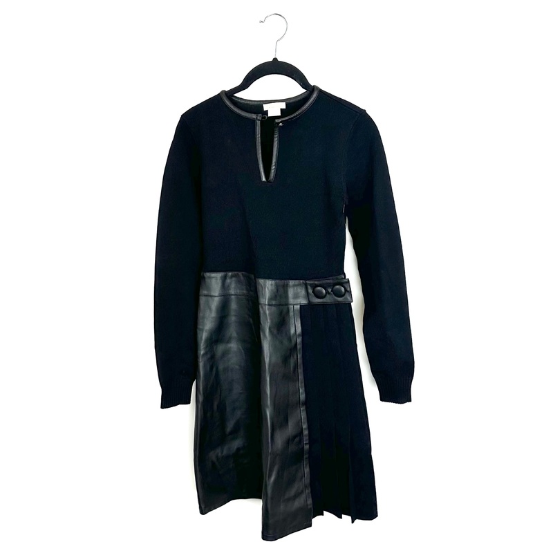 Black Leather Long Sleeve Dress – Size 2/4