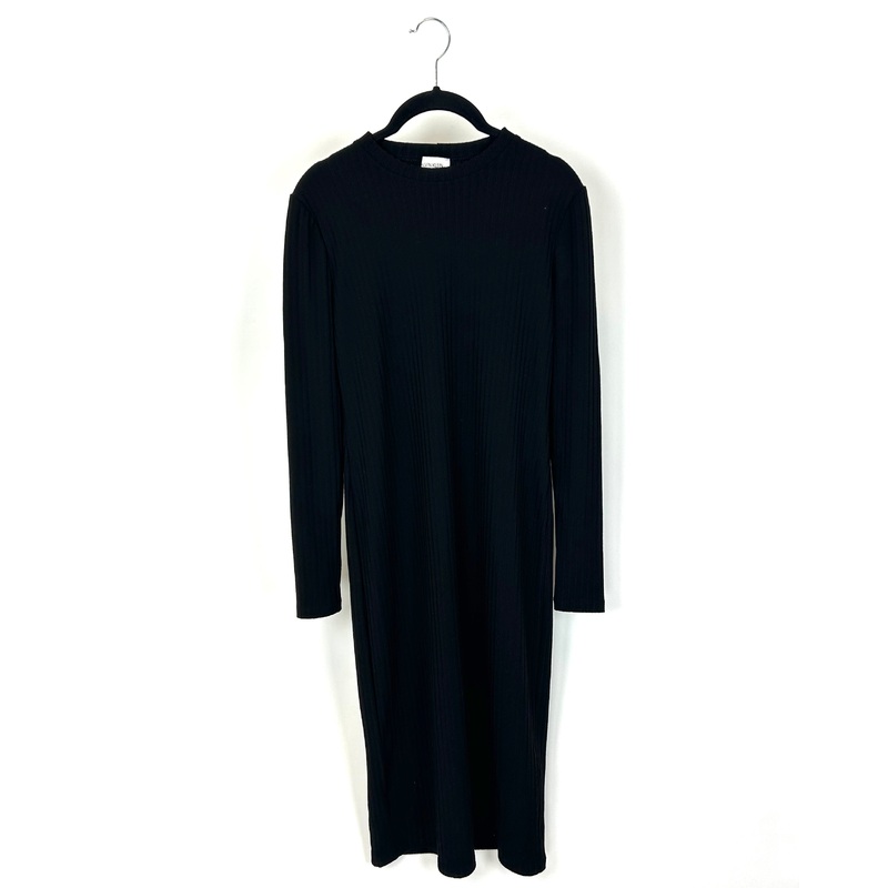 Black Ribbed Long Sleeve Dress – Size 6/8