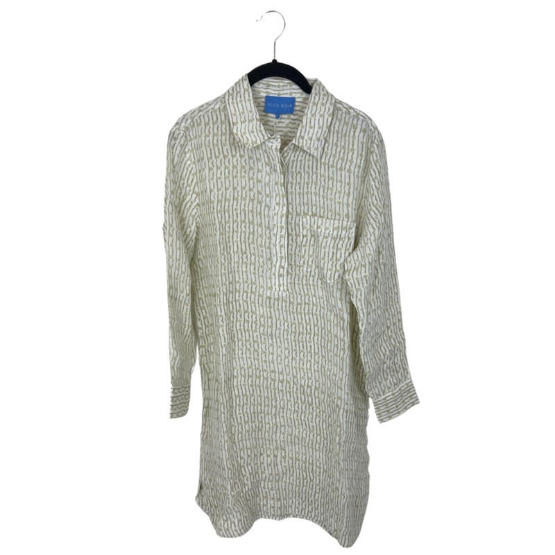 Gold And White Geo Print Linen Shift Dress – Size 0-16 Extra Small (Size 0-2)