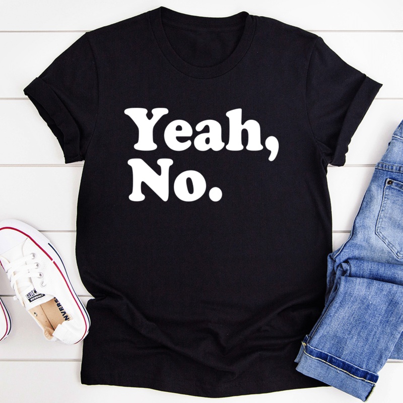 Yeah No Tee Black Heather S