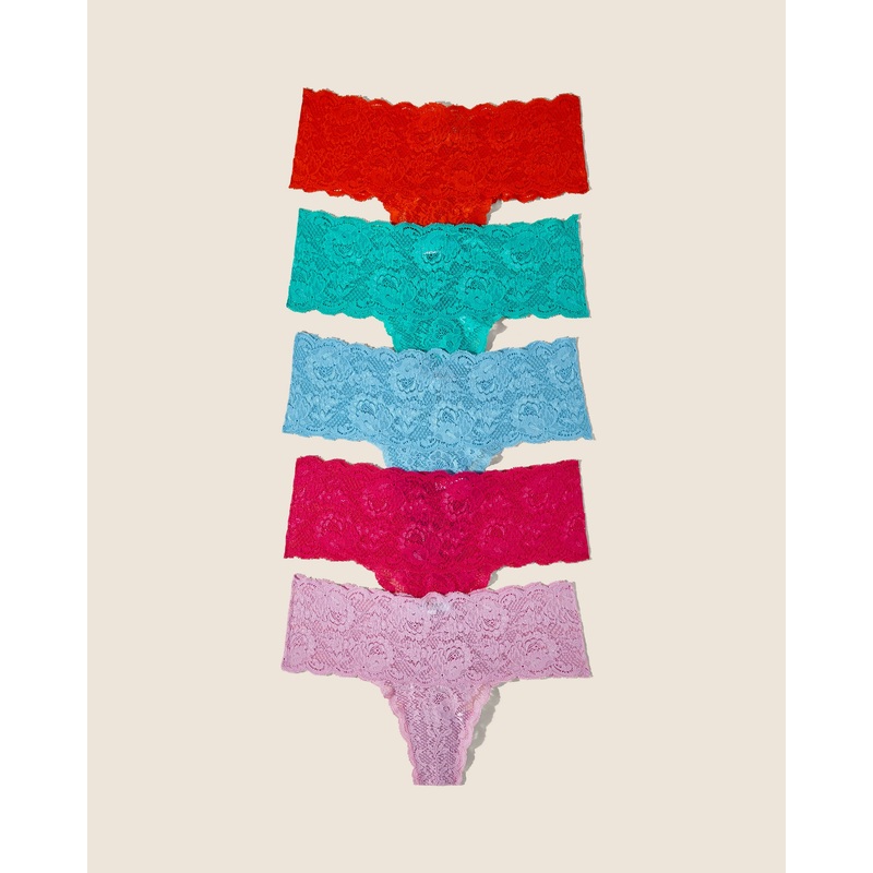 Comfie Tanga 5Er-Pack Neela Flower Constance Blue Flori Pink Addy Green Sicilian Orange S/M