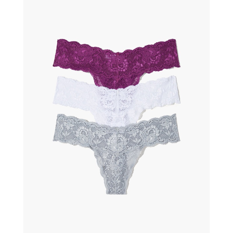 Cutie Lr Thong 3 Pack Dove Gray Carnevale White One Size