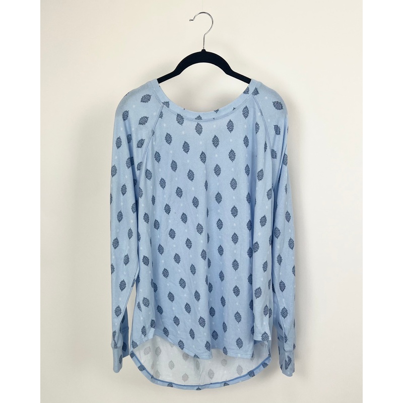 Light Blue Printed Pajama Set – 1X