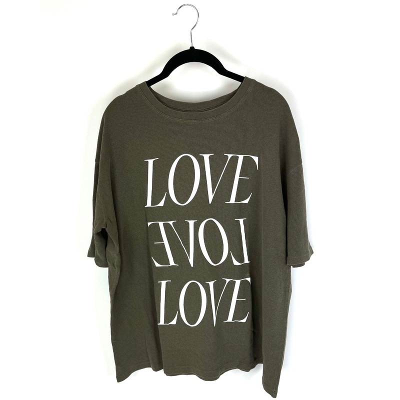 Dark Grey Oversized Love Graphic T-Shirt – Small