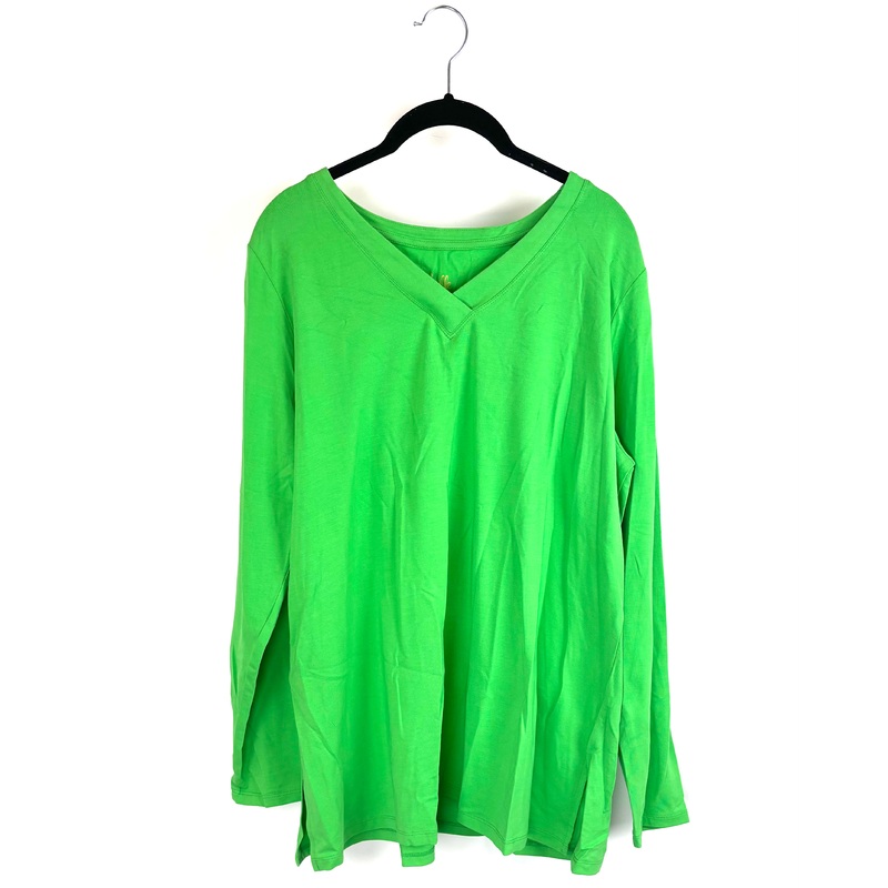 Green V-Neck Long Sleeve Top – Size 14/16